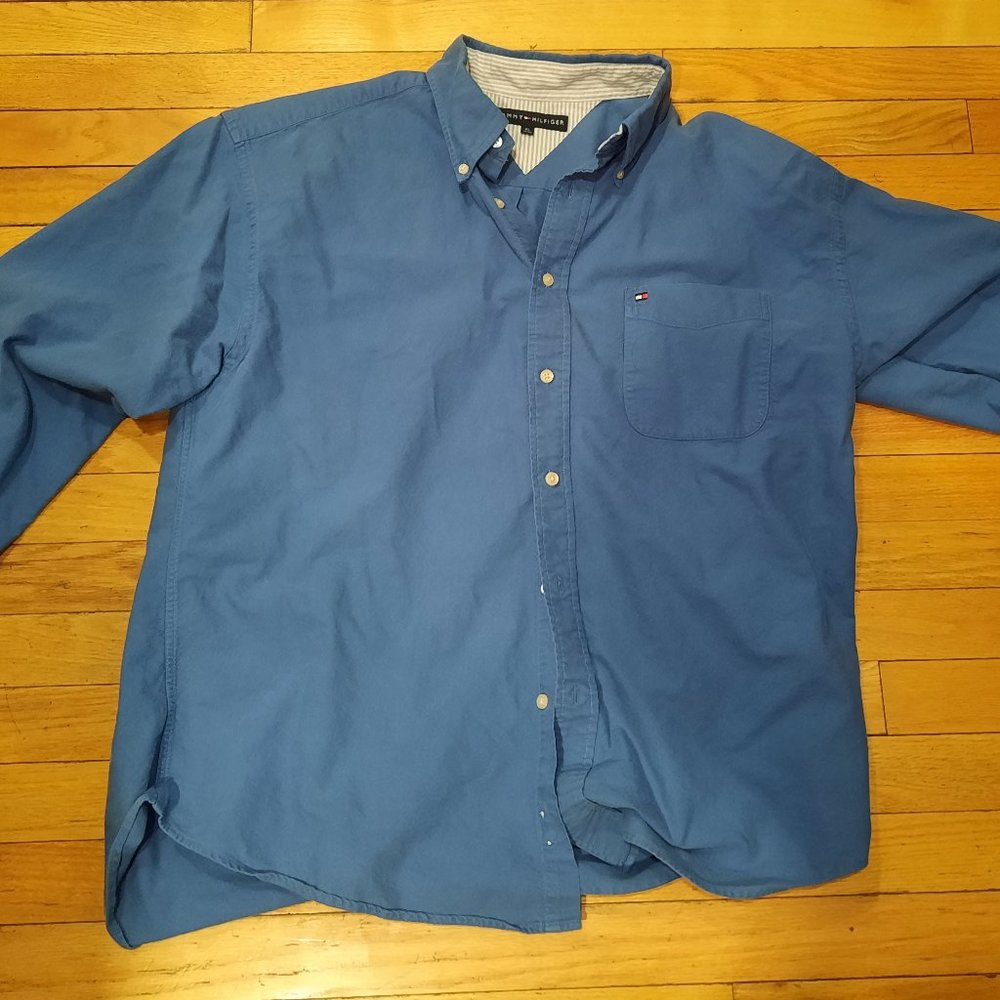 Tommy Hilfiger Button Down Long Sleeve - Blue Mens XL